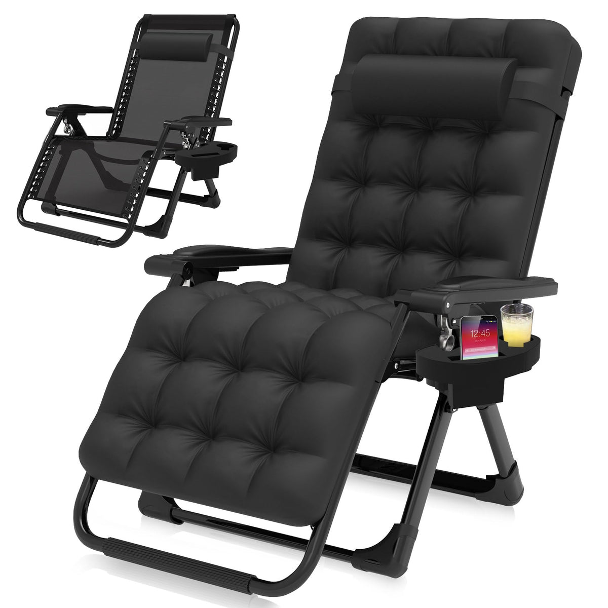 Suteck Zero Gravity Chair in reclined position for outdoor lounging.