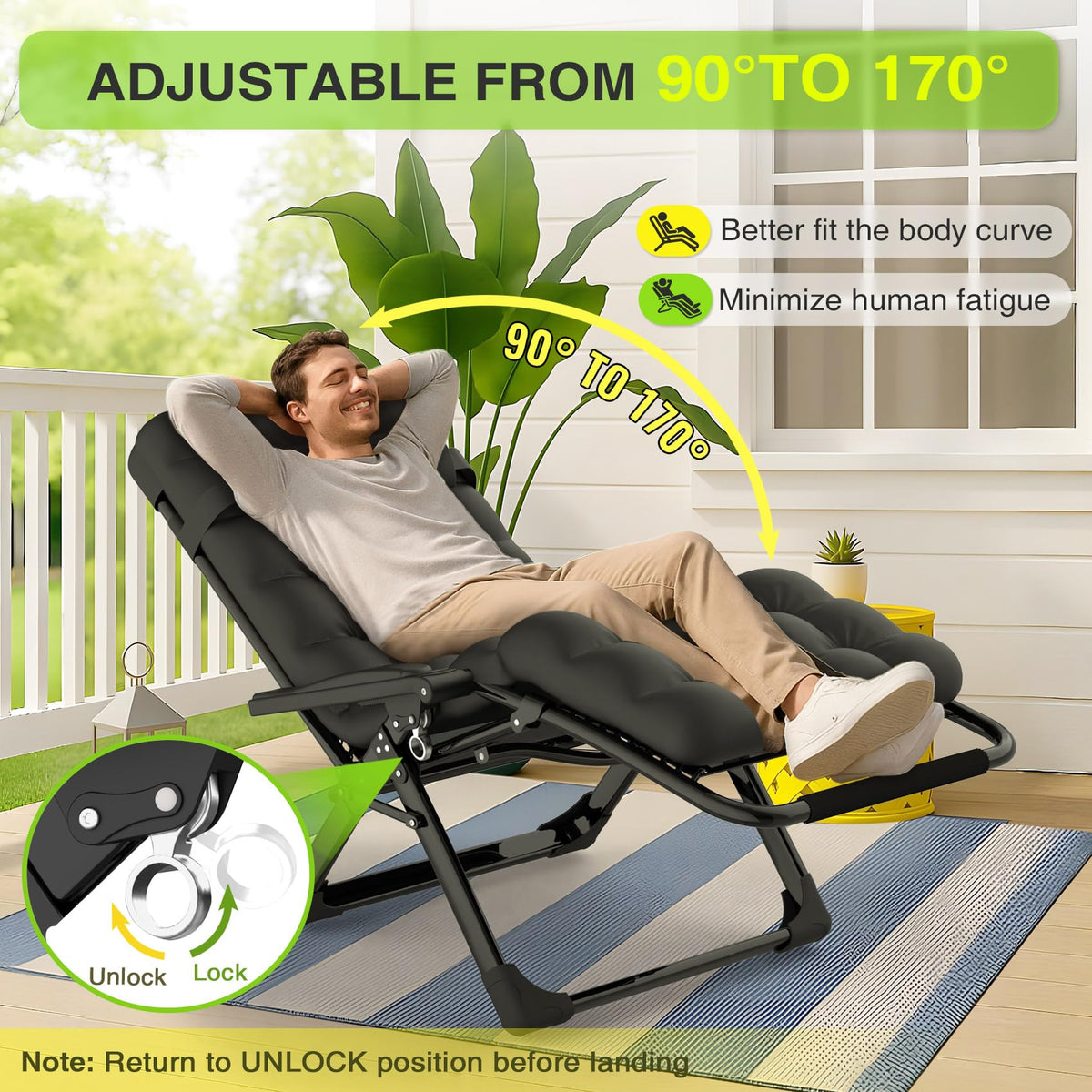 Suteck Zero Gravity Chair removable cushion for easy cleaning and ventilation