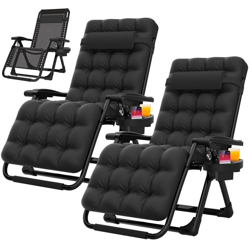 Suteck zero gravity chair set two-foldable for easy outdoor setup and storage.