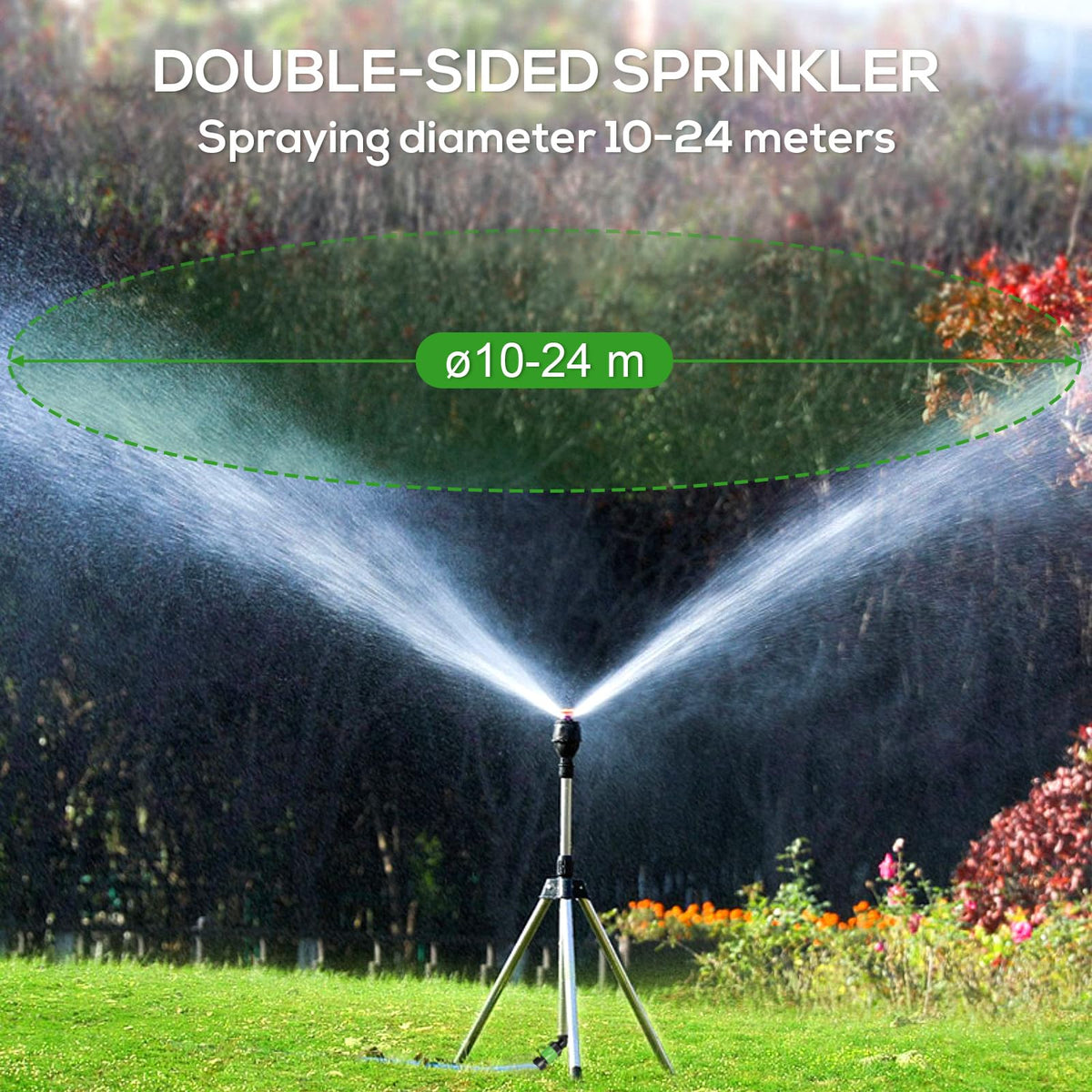 Suteng double-sided sprinkler water outlet enables even coverage.