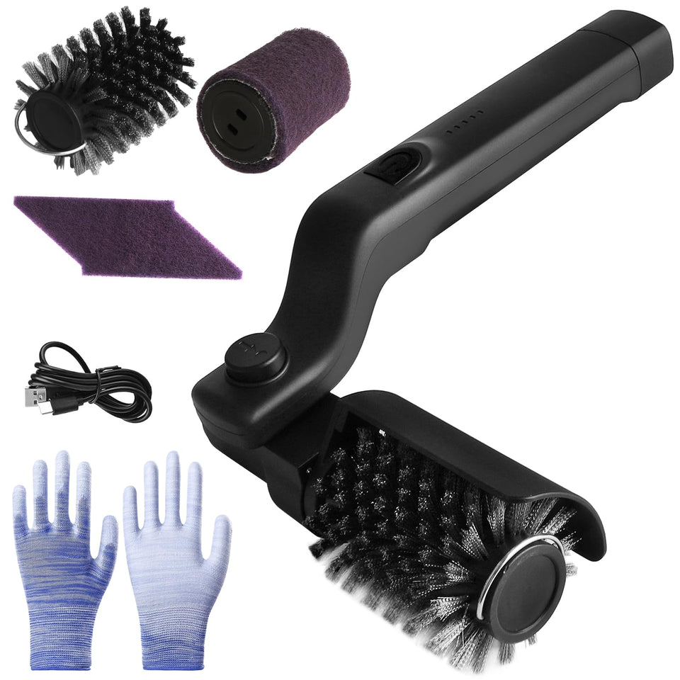Suteng electric grill brush handle offers secure grip for extended cleaning sessions.