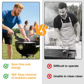 Suteng 180-degree head helps reach corners for thorough grilling cleanup.