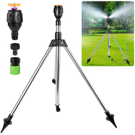 Suteng rotating tripod sprinkler with 360-degree lawn coverage.
