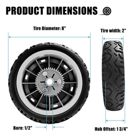Sutmorly 8-inch rear wheel provides traction on Toro Super Recycler models