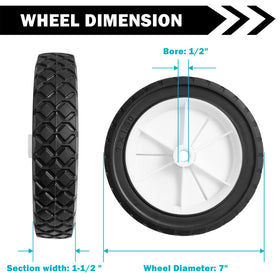 Sutmorly 9611 7-inch wheel close-up showing hard plastic hub.