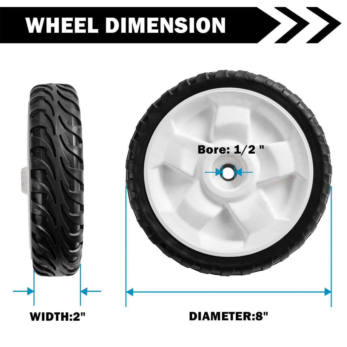 Sutmorly 8in front drive wheel for Toro 137-4832 improves traction on uneven lawns.