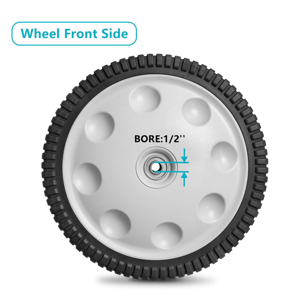 Sutmorly rear wheel compatible with Troy-Bilt walk-behind models.