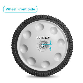 Sutmorly rear wheel compatible with Troy-Bilt walk-behind models.