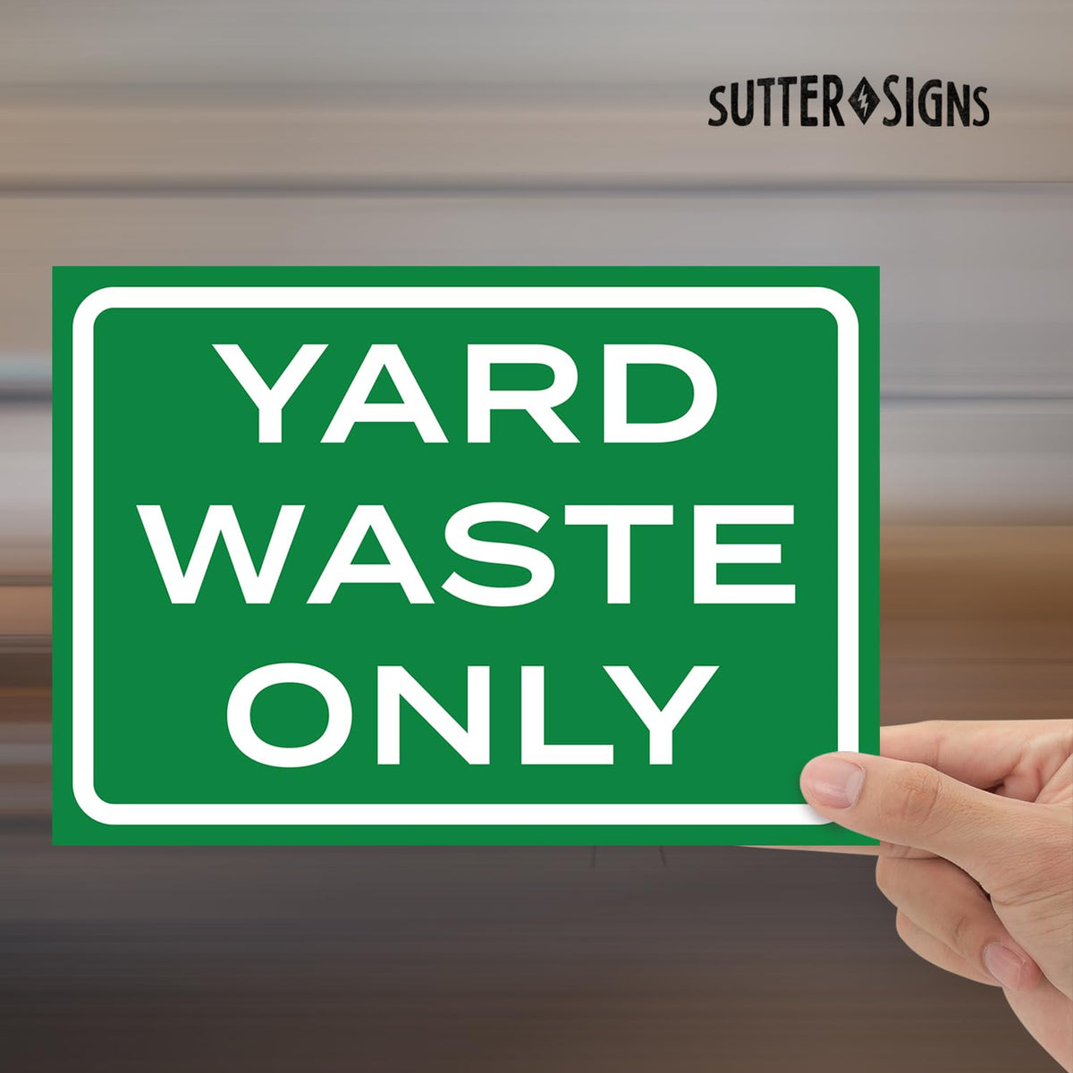 Sutter Signs yard waste sticker features reliable adhesion that stays put on challenging surfaces.