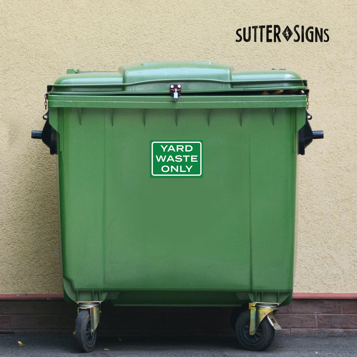 Sutter Signs 10x7 inch sticker fits most standard outdoor bins.