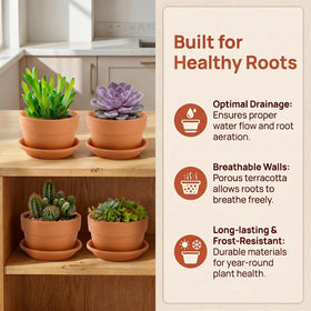 Suwimut terracotta pot with drainage hole bottom view for moisture control