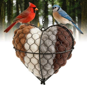 Suyaaa alpaca fiber bird nest heart ready to attract backyard birds.