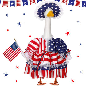 Suzile 4th of July goose outfit full view ideal porch décor.
