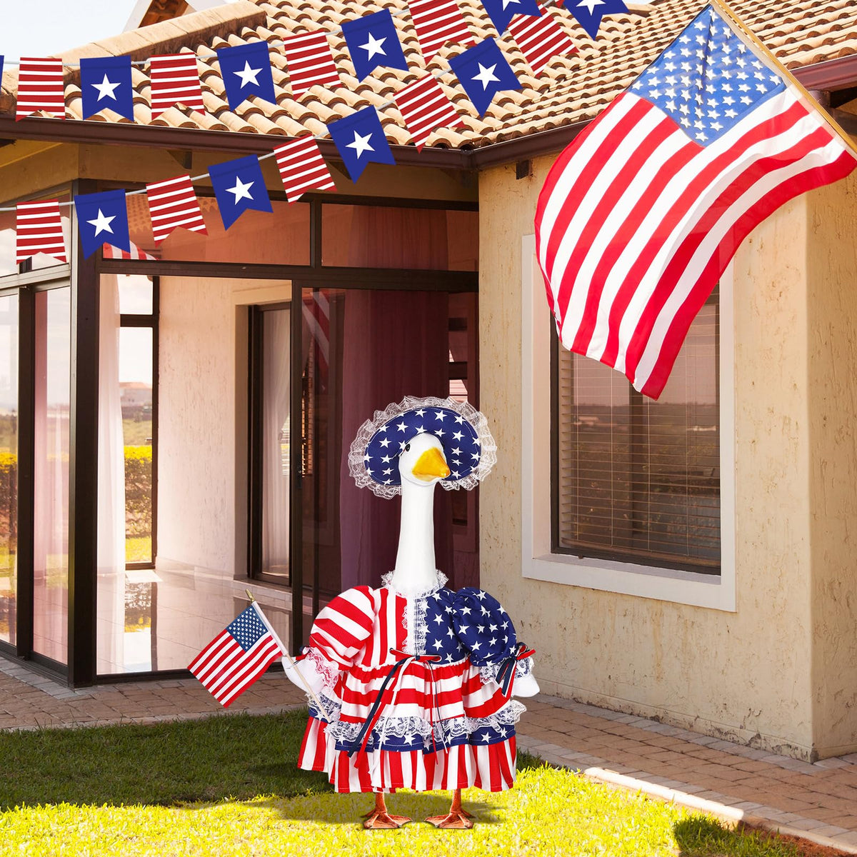Suzile elegant red, white, and blue design brightens any garden