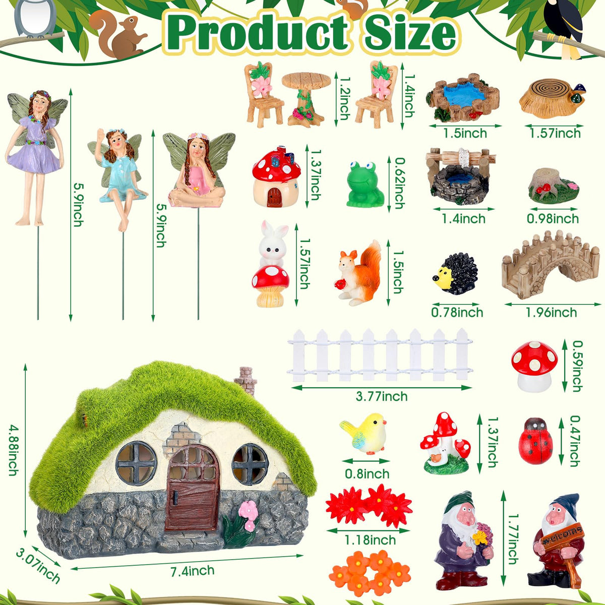 Suzile fairy house garden kit with 44 miniatures for creative outdoor displays.