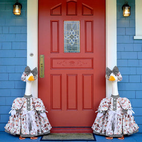 Suzile outdoor decor idea for porch geese and statues