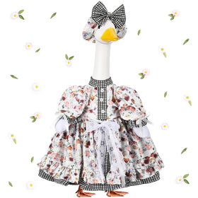 Suzile porch goose outfit set, dress and hat for coordinated outdoor display