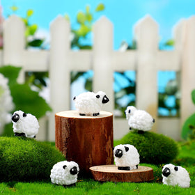 Suzile resin mini sheep figurine lamb detail suitable for outdoor displays.