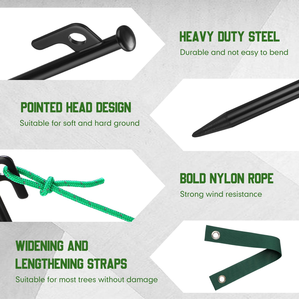 Closeup of Suzile kit materials: steel and nylon for weather resistance.