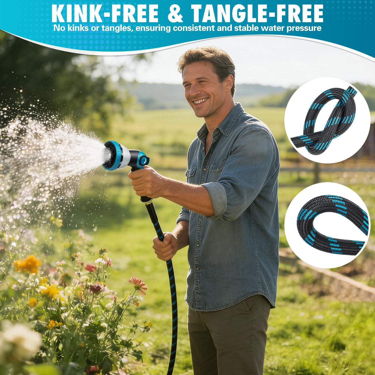 Svansea fabric hose remains flexible in heat and cold for all-season use.