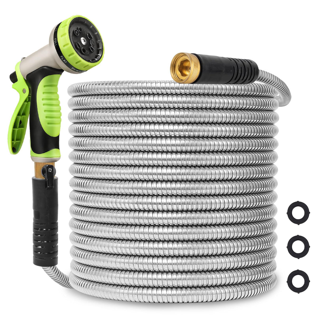Svansea metal hose 100ft extended for full garden reach and versatile watering.