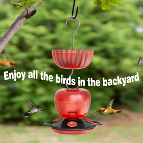 SVEDVK ant moat red four-pack multi-feeder use shown in garden setup