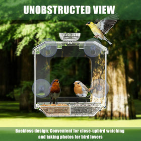 SVEDVK window bird feeder viewed from inside the kitchen for birdwatching