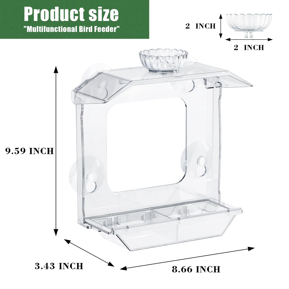 SVEDVK dual seed trays and water bowl visible for varied feeding options
