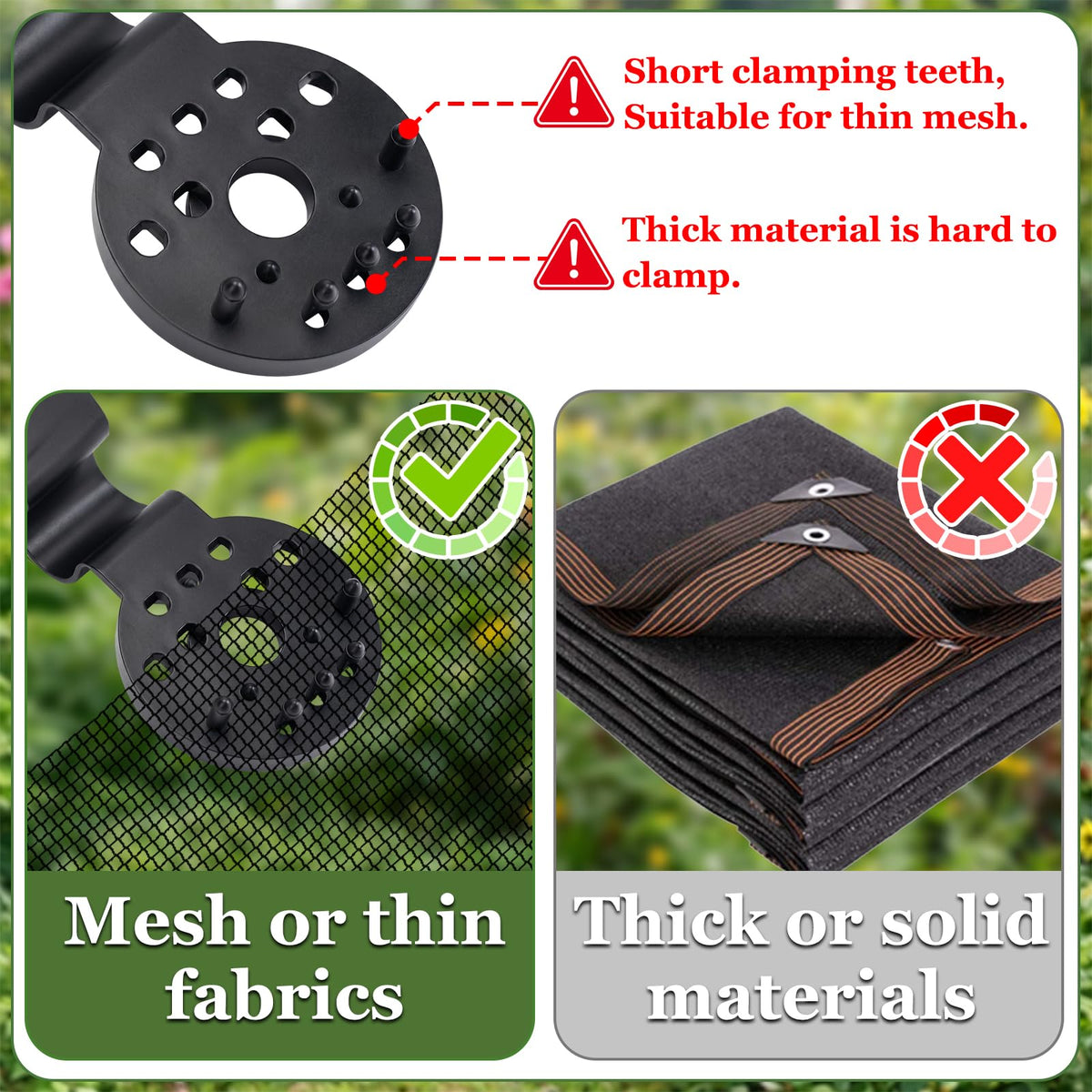 Svepndic easy-install clip simplifies attaching shade nets.