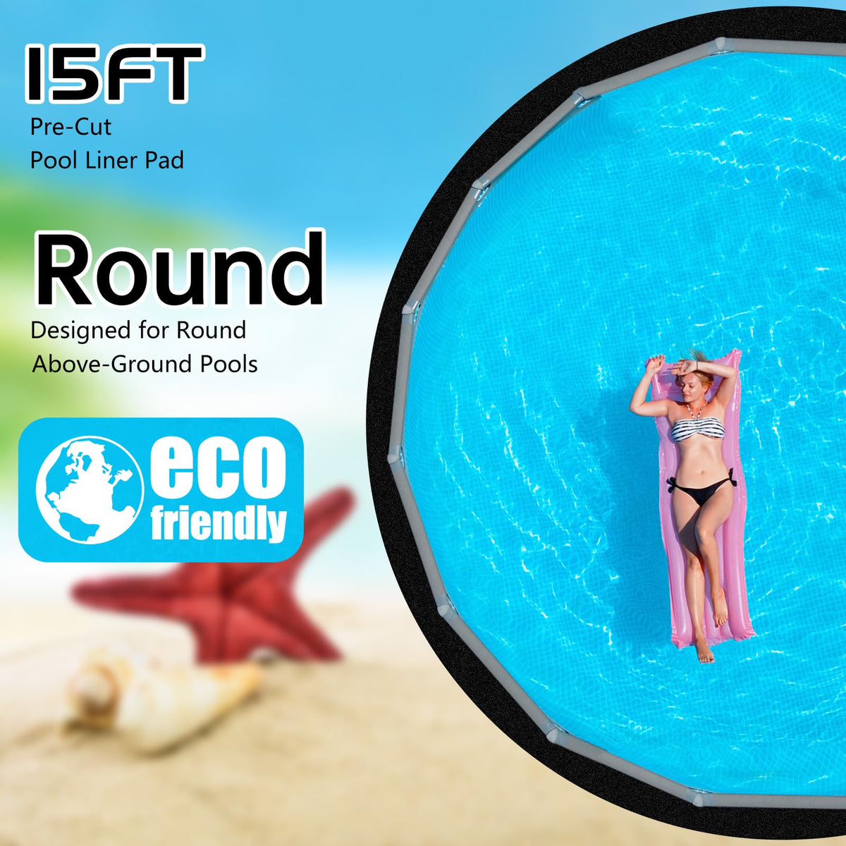 Svepndic pool pad flat base protecting liner and stabilizing the pool floor