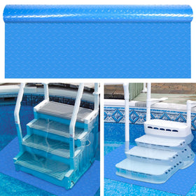Svepndic pool ladder mat in blue 36x36 shows durable rubber for safe footing.