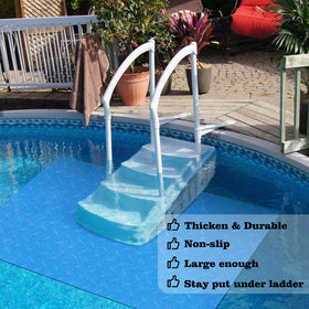 Svepndic ladder mat rolled for compact storage when not in use.