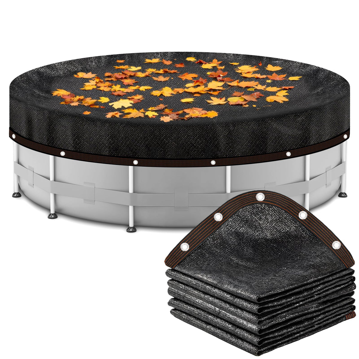 Svepndic leaf net pool cover 18ft blocks leaves and debris, keeping water clear.