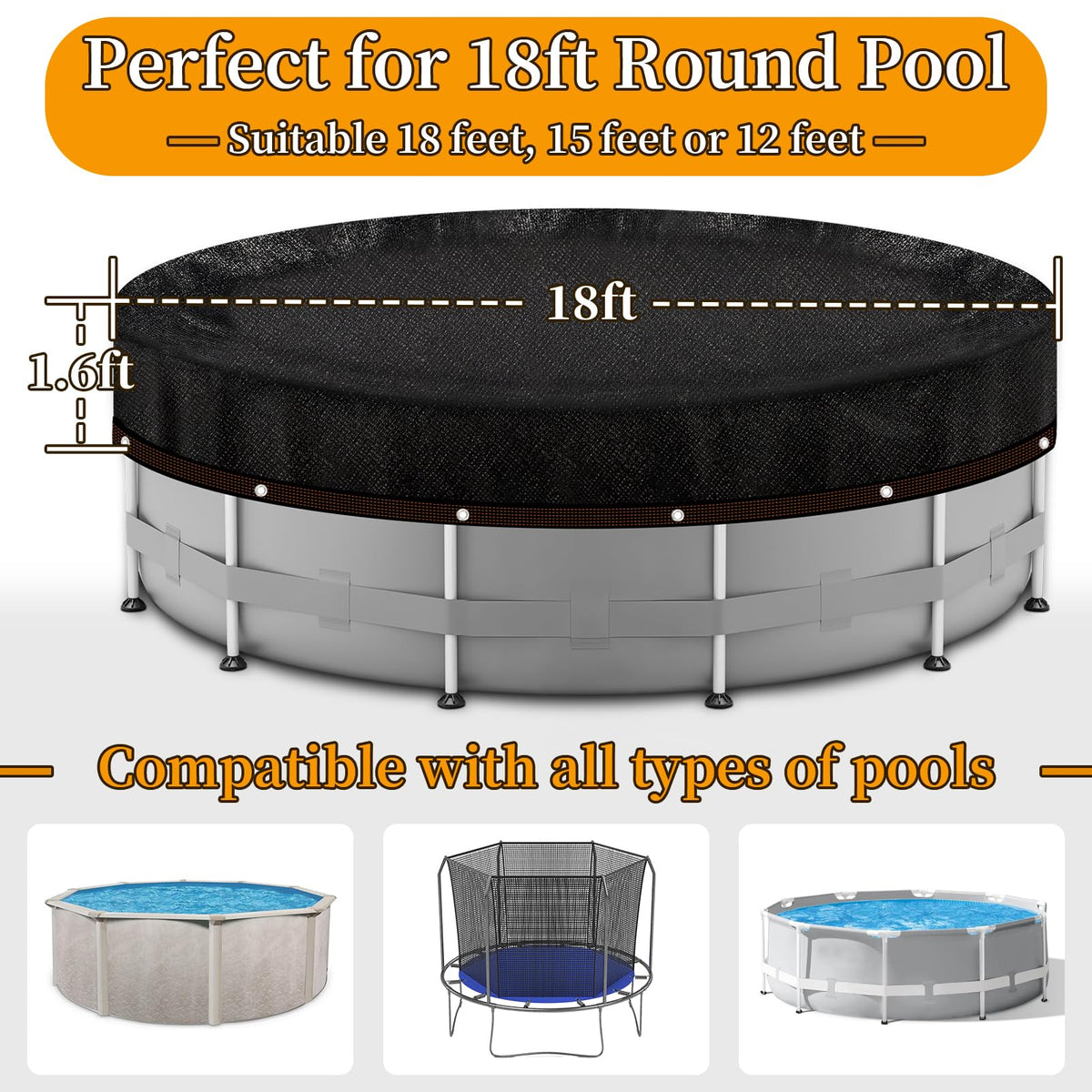 Svepndic pool cover mesh filtering debris while allowing drainage.