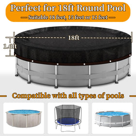 Svepndic pool cover mesh filtering debris while allowing drainage.