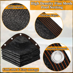 Svepndic pool cover with simple secure setup using edge grommets.