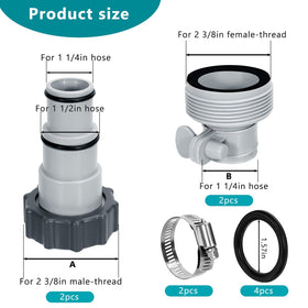 Svepndic Type B pool hose adapter fits 1.25 inch hoses on threaded pumps
