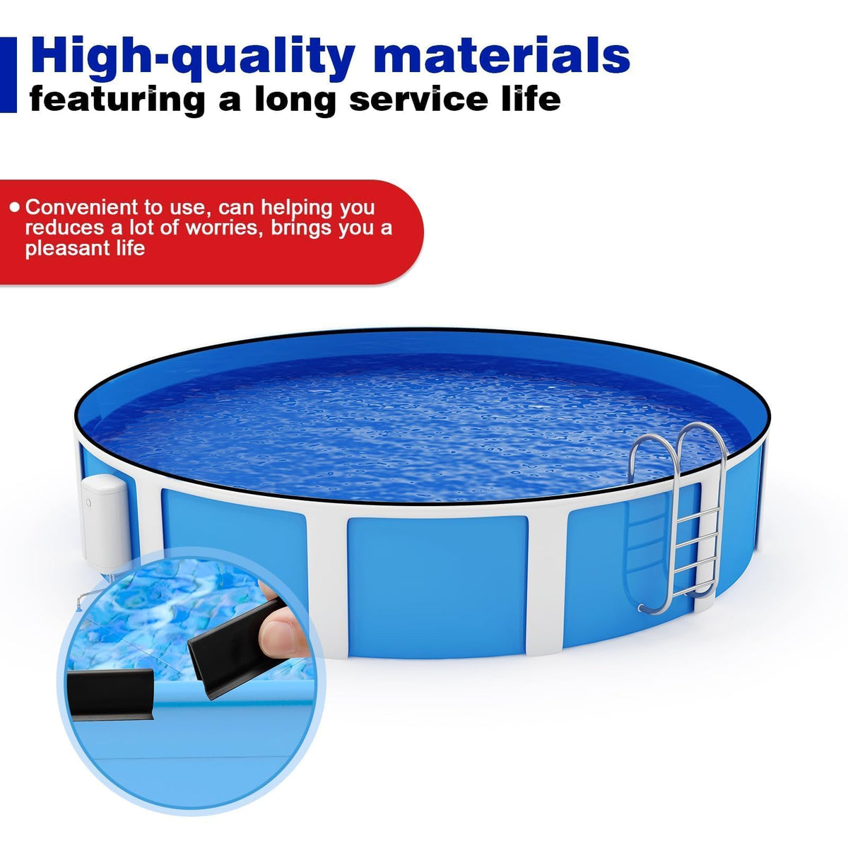 Svepndic round 24ft pool fit for quick edge resecurement.