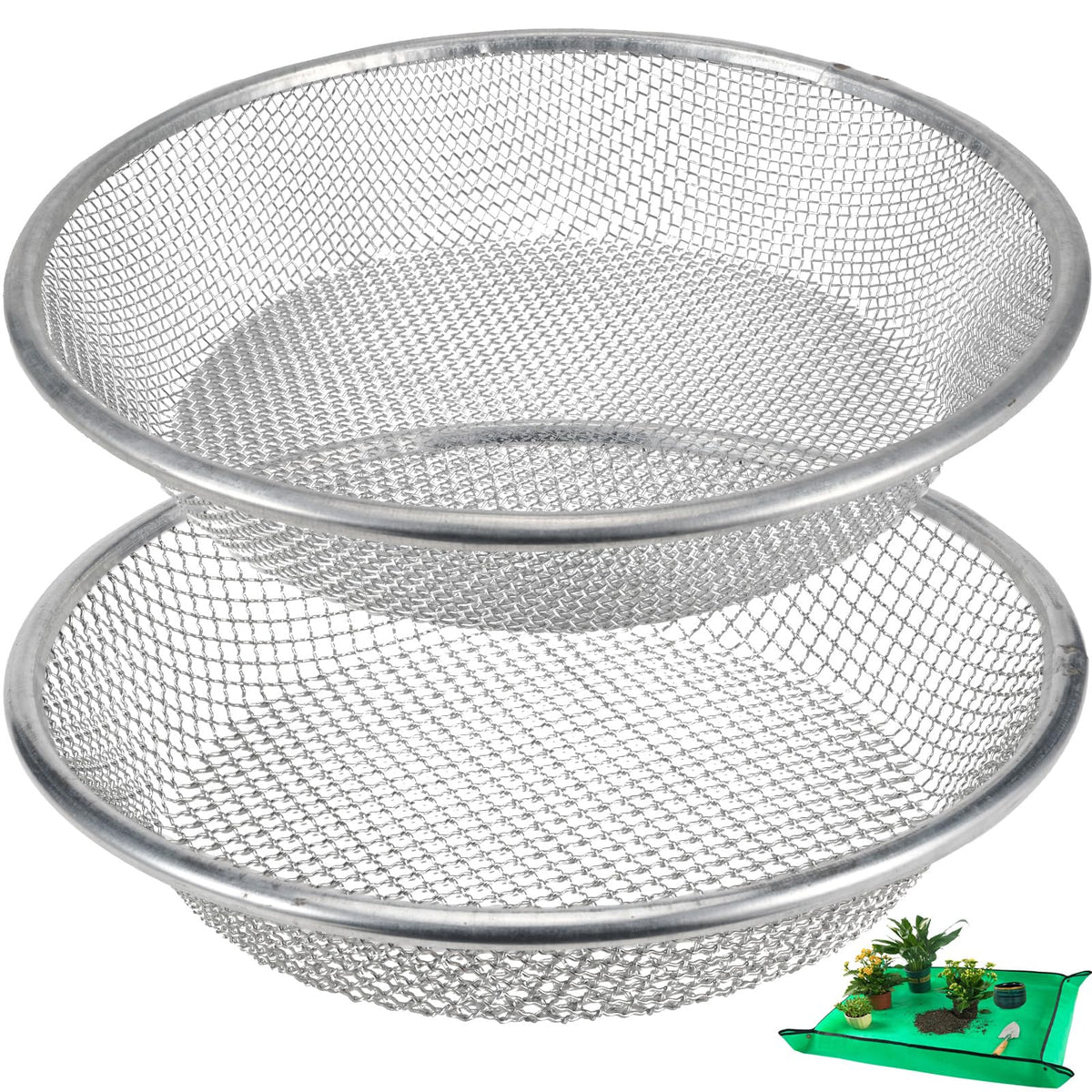 Svincolare soil sifter on a 5-gallon bucket for quick screening.