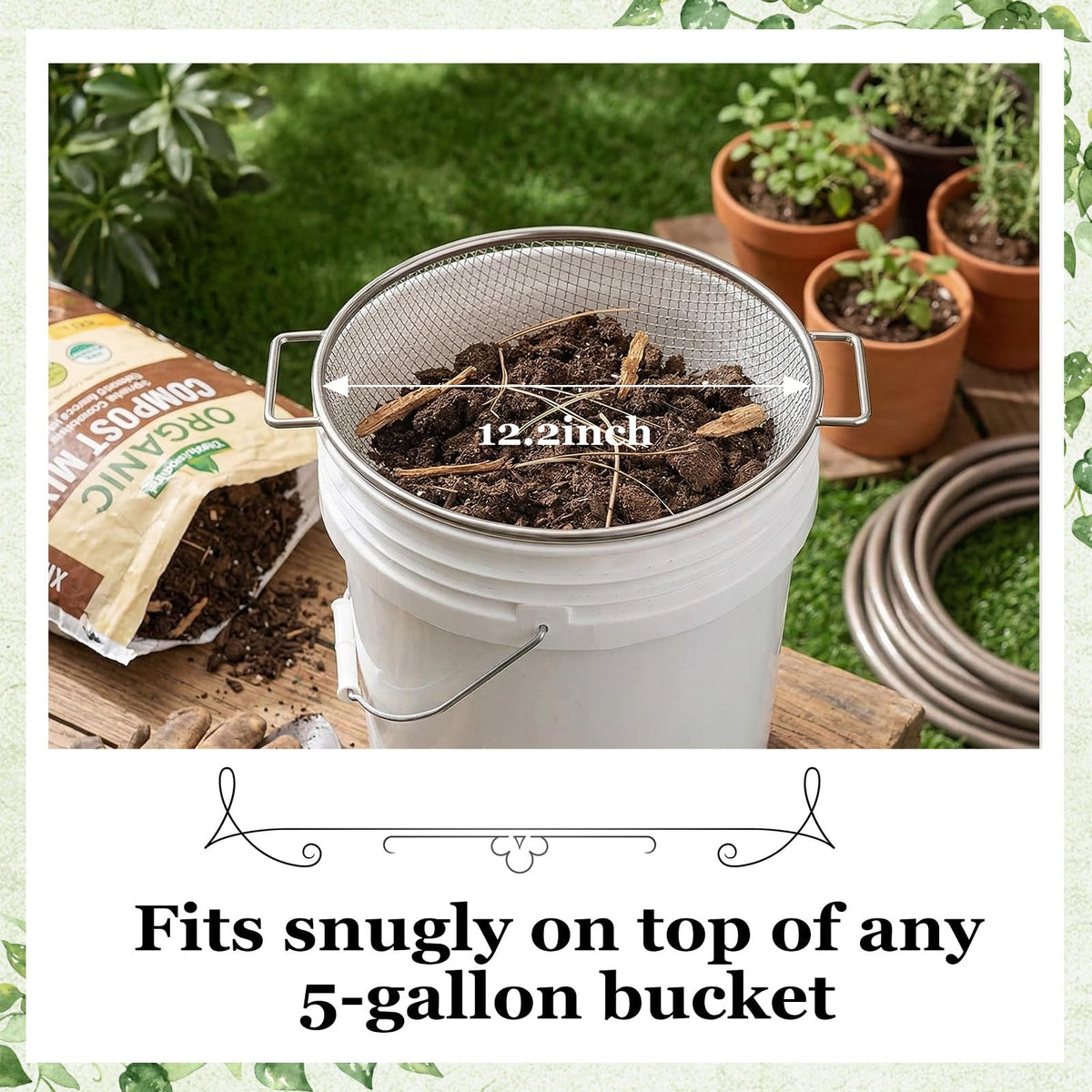 Svincolare soil sifter with ergonomic handle reduces hand fatigue