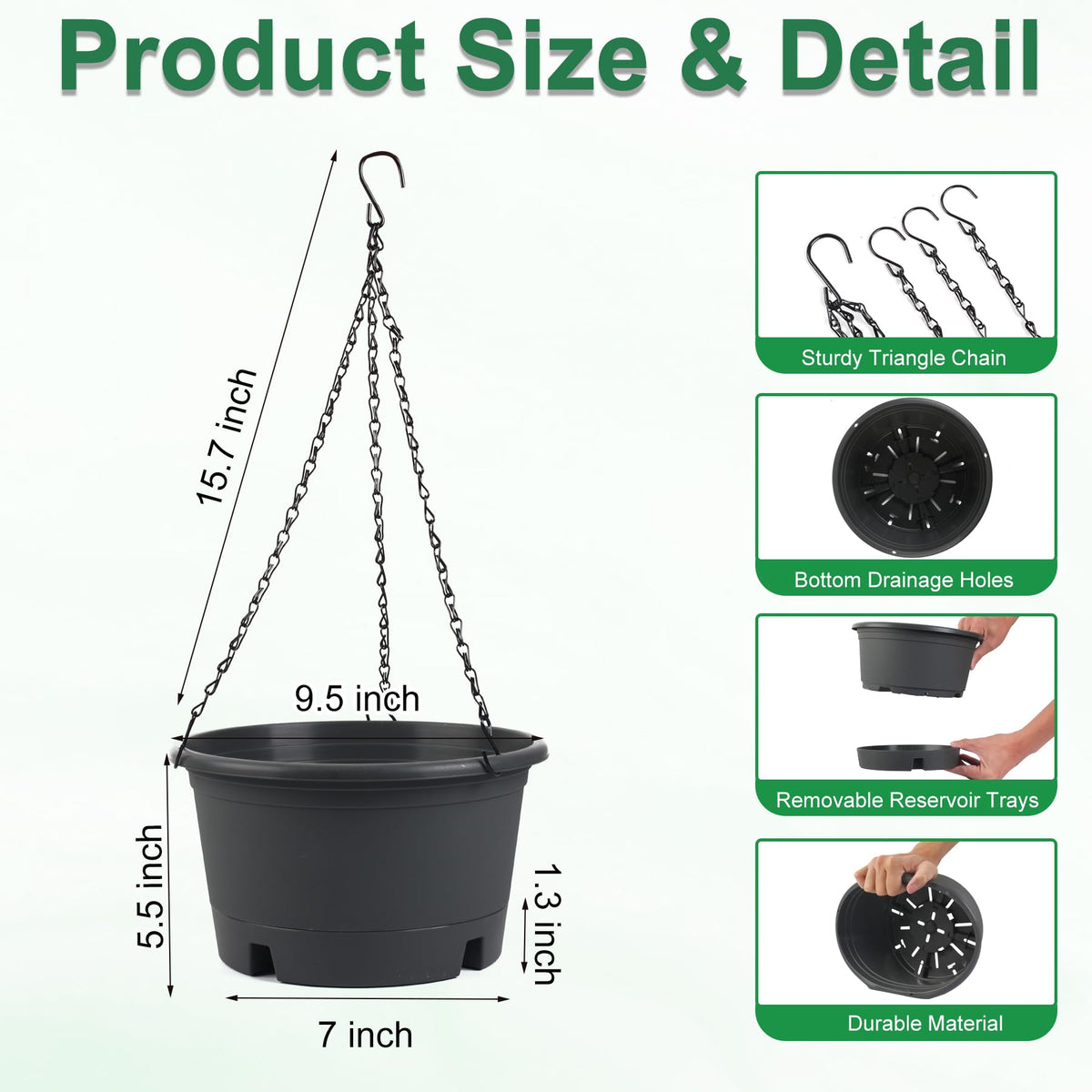 Close-up of Svxtoby planter removable tray for easy cleanup.