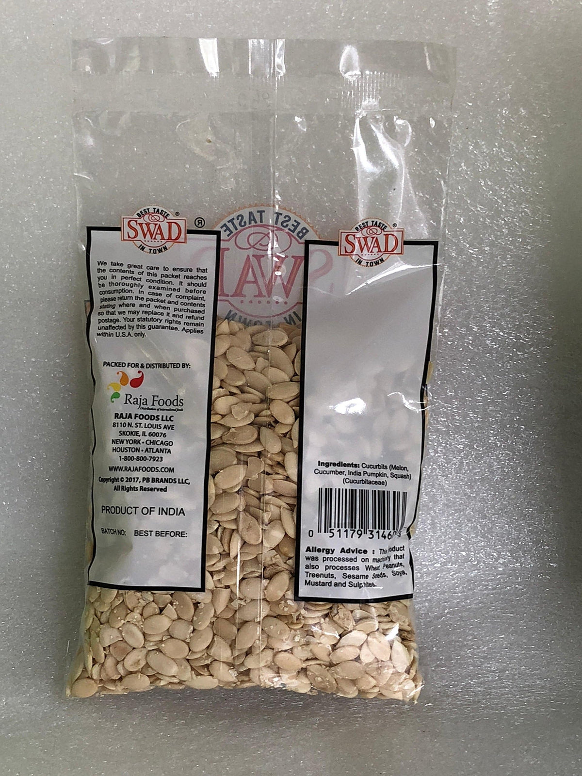 Swad Char Magaz melon seeds being spooned for a crunchy snack.