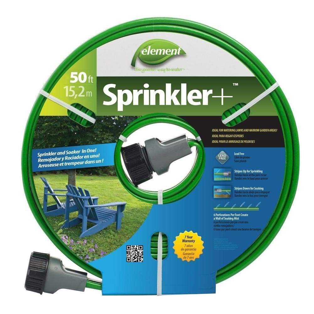 Swan Element Sprinkler Soaker Hose 50ft laid out in a garden for efficient root-zone watering