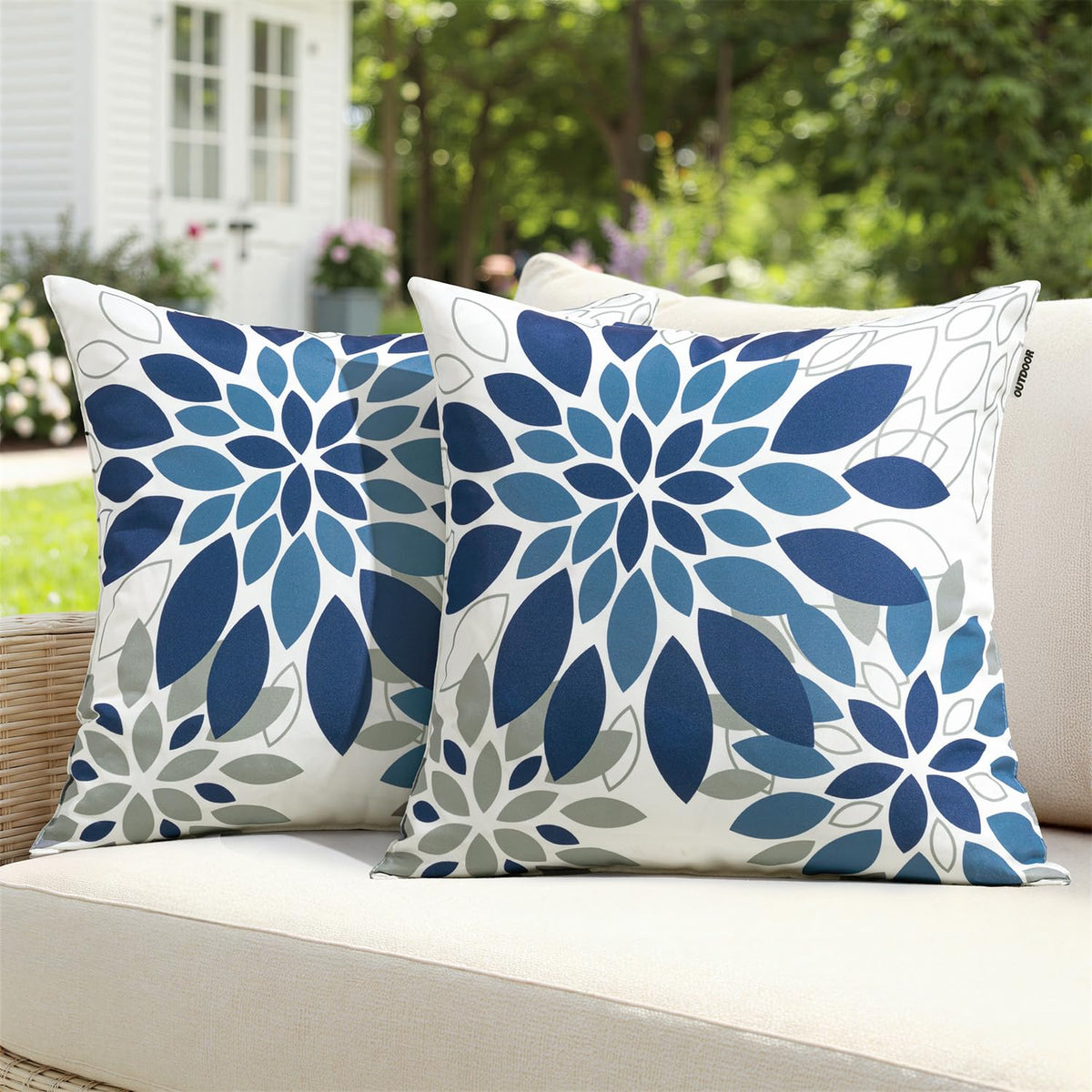 SWANCOCO floral outdoor pillow cover front view shows durable design and color.