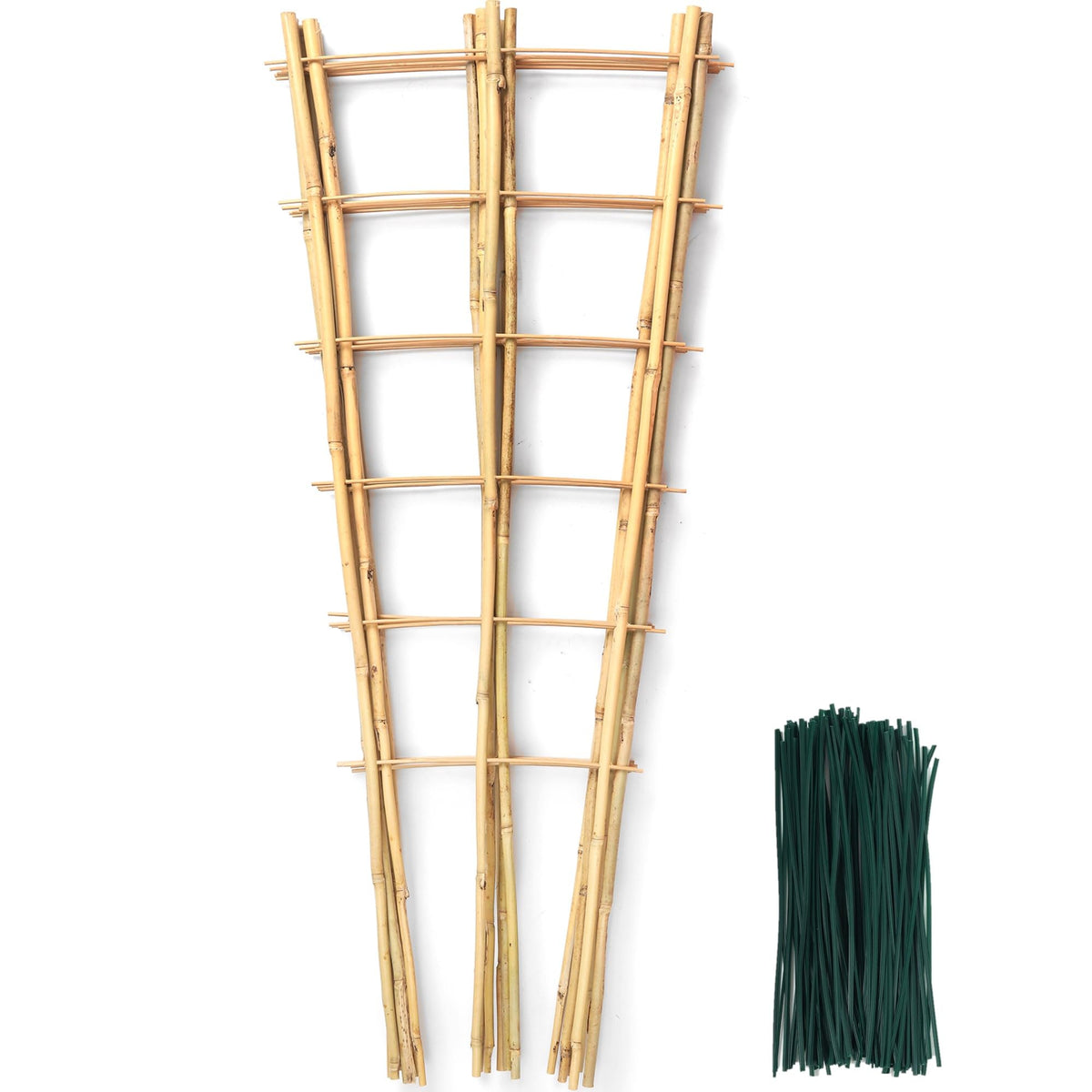 SWANGSA bamboo trellis with 3ft fan-shaped support in a garden