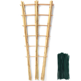 SWANGSA bamboo trellis with 3ft fan-shaped support in a garden