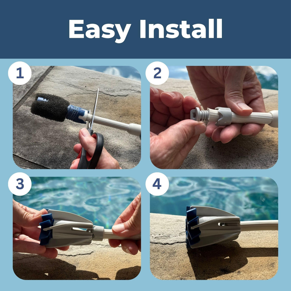 UV and chlorine resistant material detail emphasizes long-lasting performance.