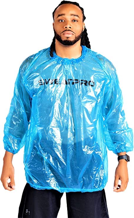 SweatPro 6-pack sauna shirt blue front view for workouts and comfort
