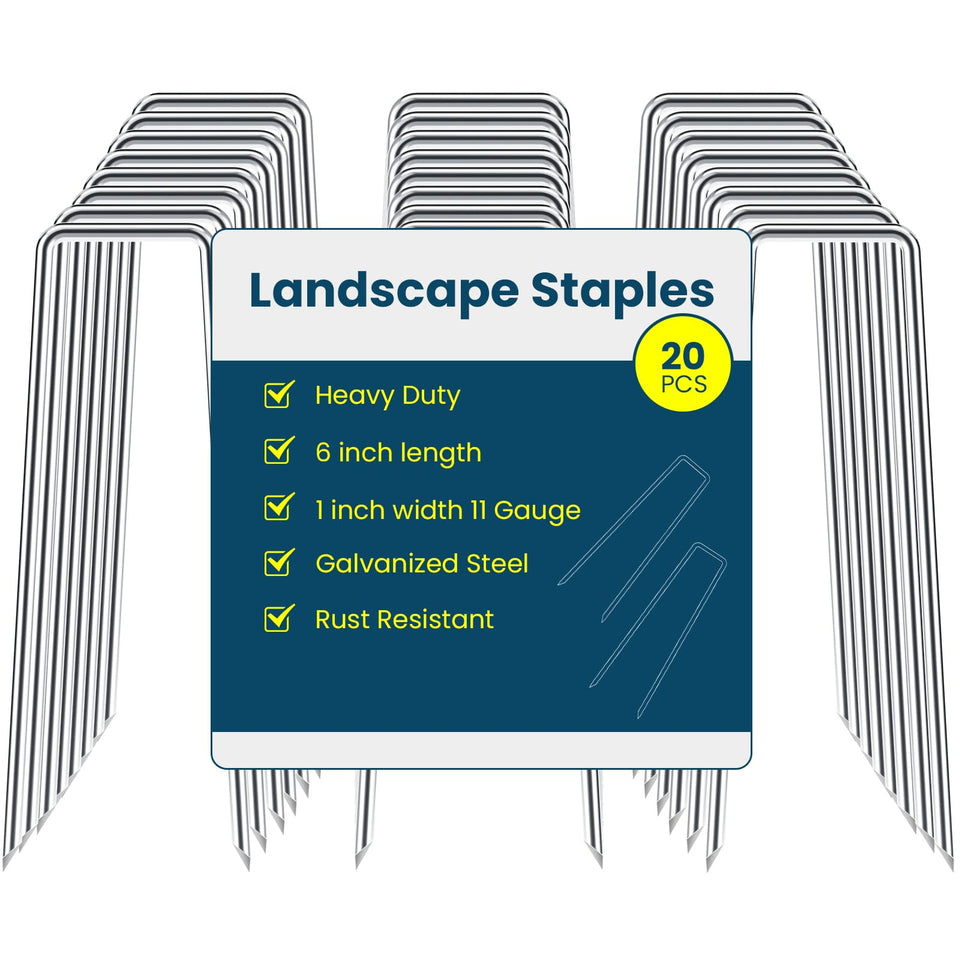 Sweecomb 6-inch landscape stakes pack, durable support for weed fabric and ground sheets.