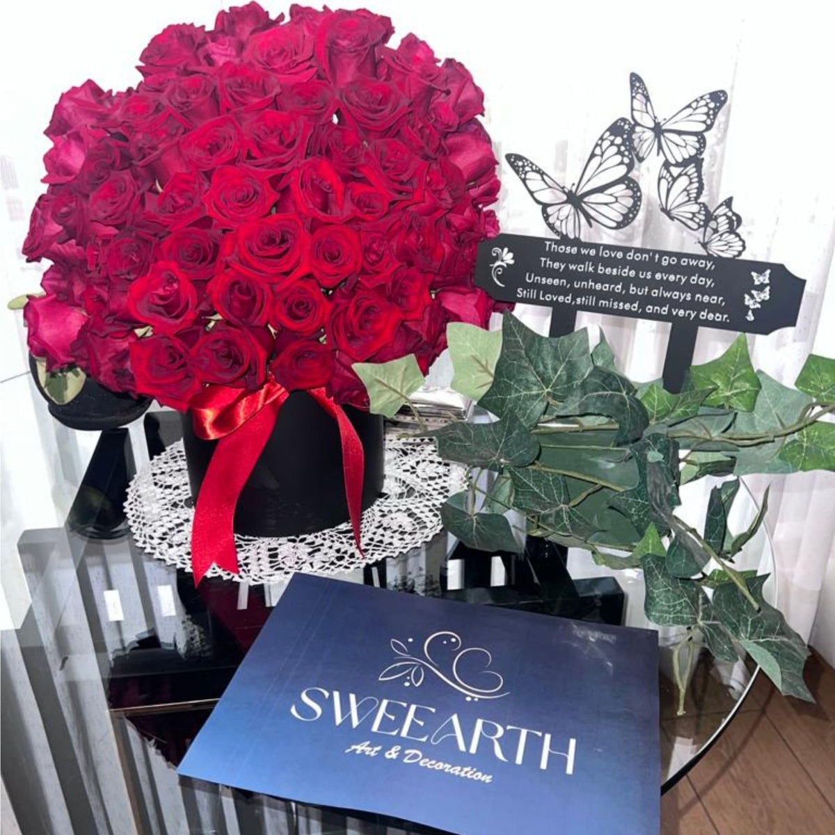 SWEEARTH elegant butterfly decor in black finish complements any memorial landscape.
